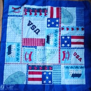 #FREE WITH BUNDLE Blue Cotton ScarfVintage Americana Bandana,Made in USA